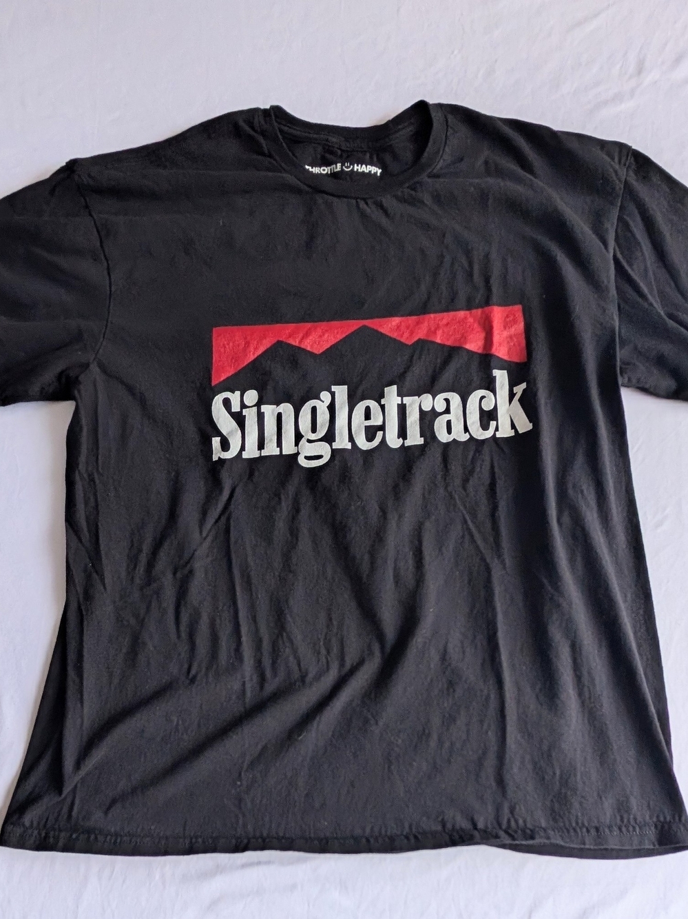 Throttle Happy Singletrack Logo Graphic Men's XL Black T-Shirt Short Sleeve